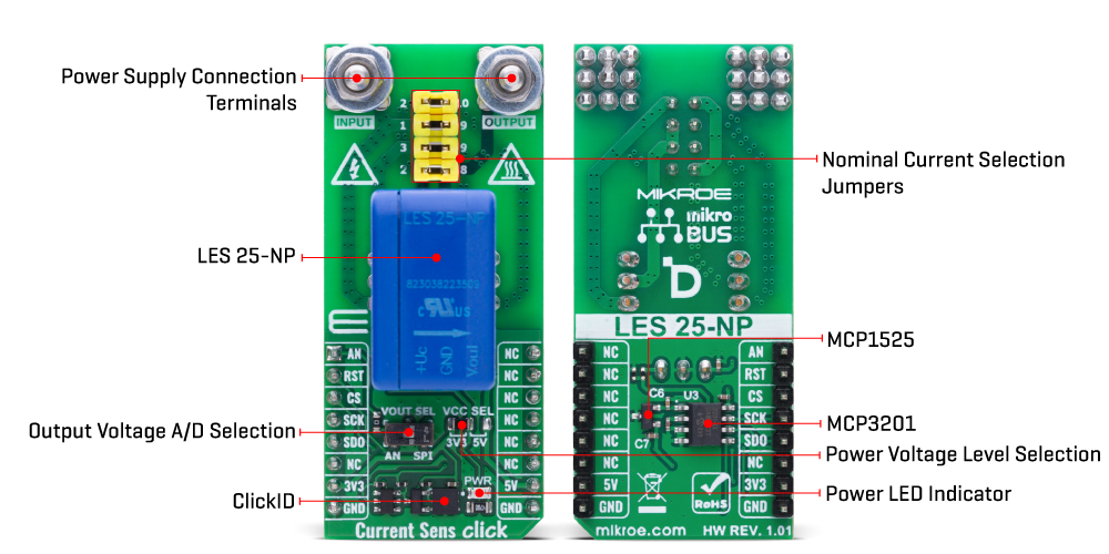 Current Sens Click hardware overview image