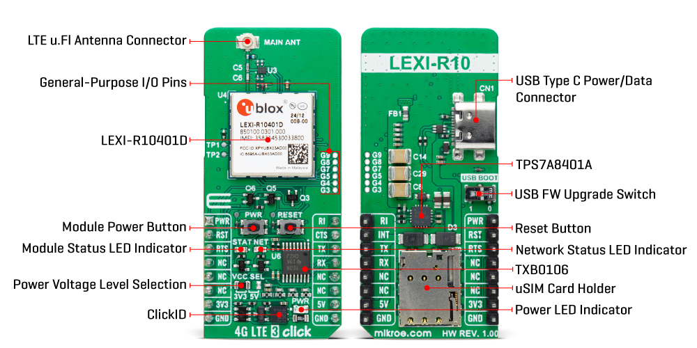 4G LTE 3 Click (for North America) hardware overview image