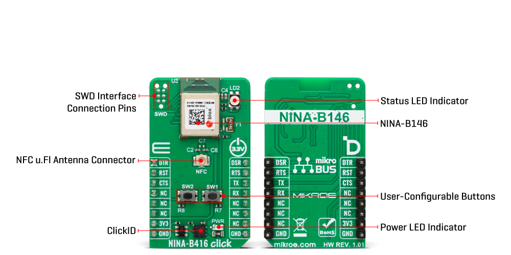 NINA-B416 Click hardware overview image