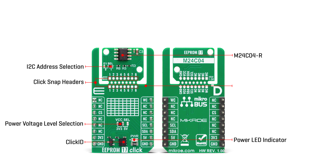 EEPROM 17 Click hardware overview image