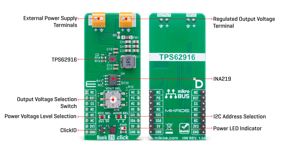 Buck 24 Click hardware overview image
