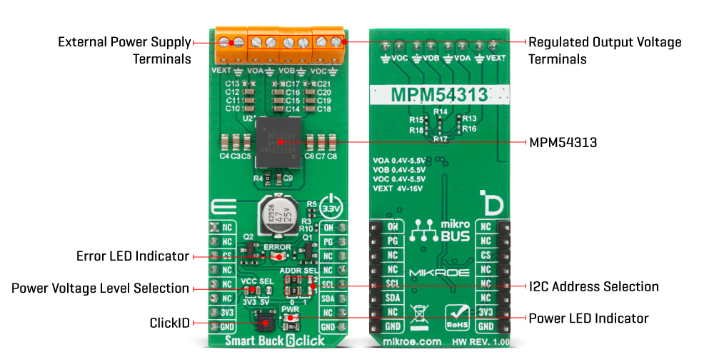 Smart Buck 6 Click hardware overview image