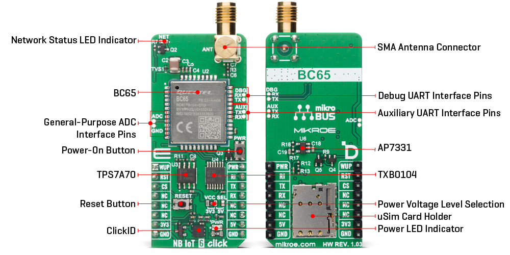 NB IoT 6 Click hardware overview image