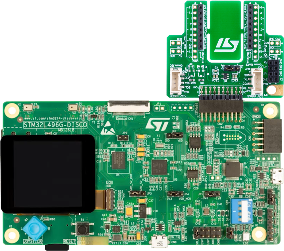 Discovery kit with STM32H750XB MCU front image hardware assembly