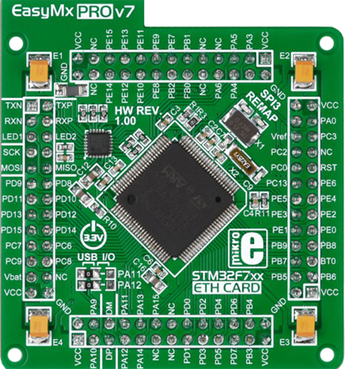 EasyMx PRO v7 for STM32 MCUcard with STM32F746VGT6 front image