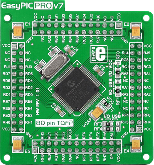 EasyPIC PRO v7 MCUcard with PIC18F8722 front image