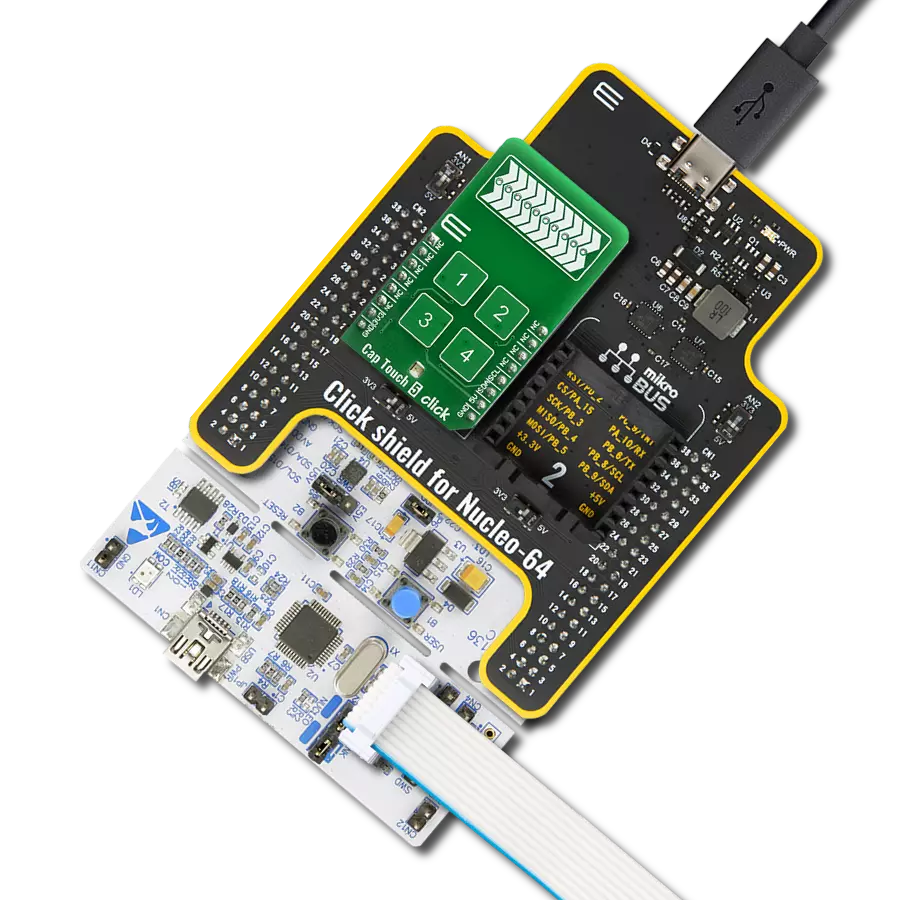 Cap Touch 5 Click with Nucleo 64 with STM32L152RE MCU