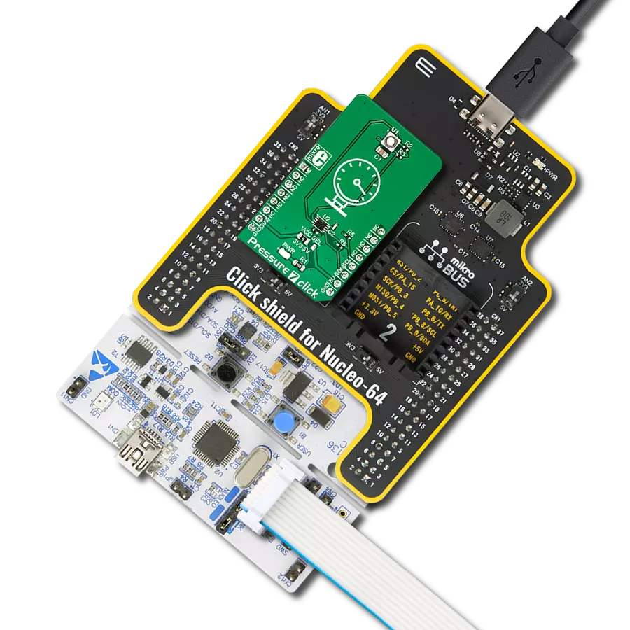 Pressure 7 Click with Nucleo 64 with STM32F410RB MCU