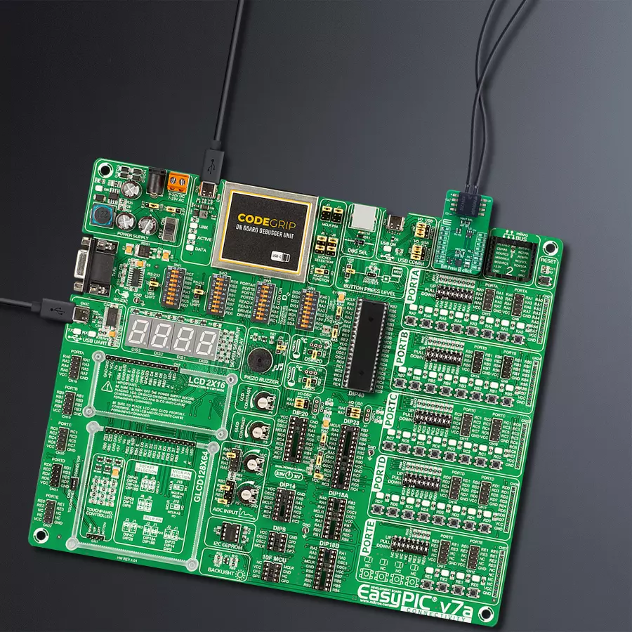 EasyPIC v7a Access MB 1 - upright/background hardware assembly
