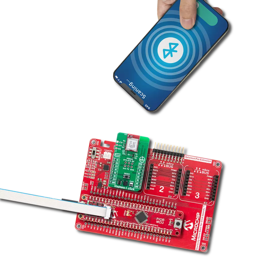 Add both WiFi and BLE connectivity with Stephano-I (2617011025000) and PIC18F57Q43