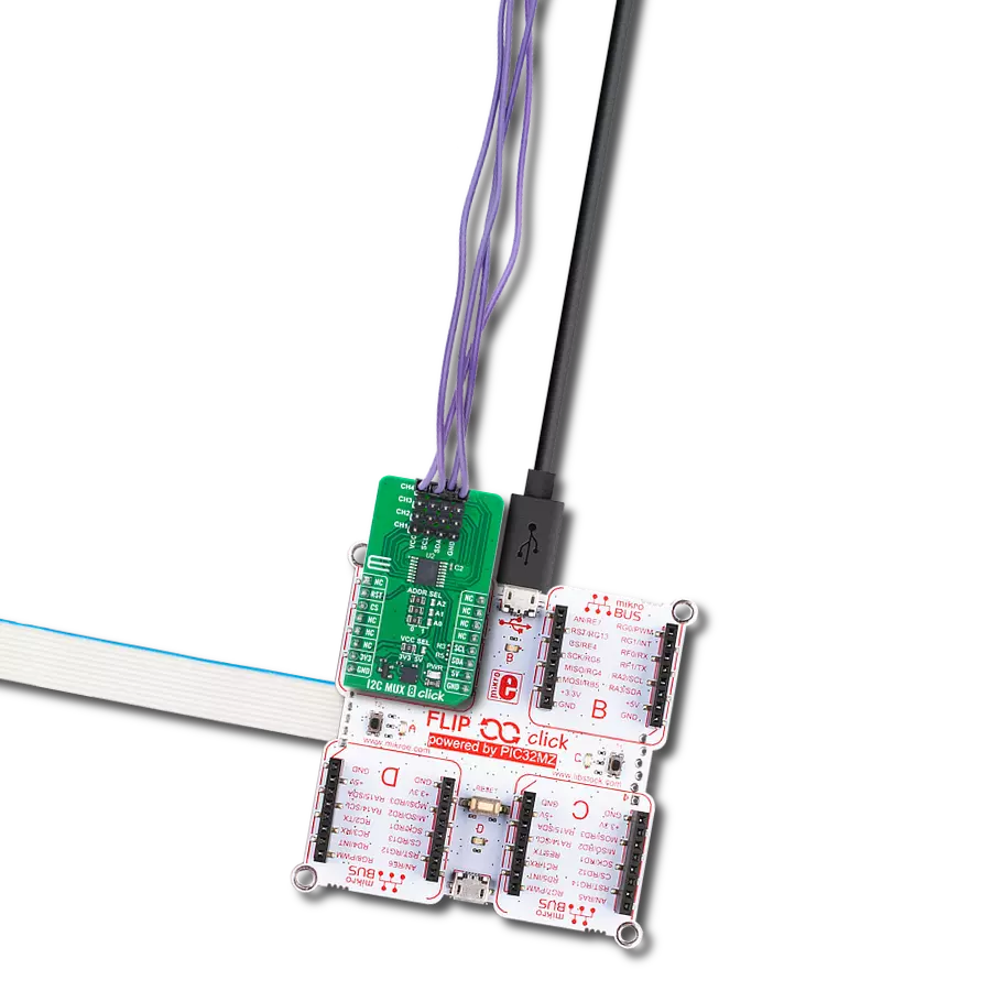 Expand I2C bus into four independent channels with TPT29546A and PIC32MZ2048EFH100