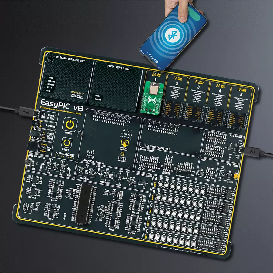 EasyPIC v8 Access DIPMB 1 - upright/background hardware assembly