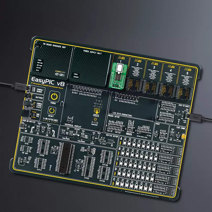 EasyPIC v8 Access DIPMB 1 - upright/background hardware assembly