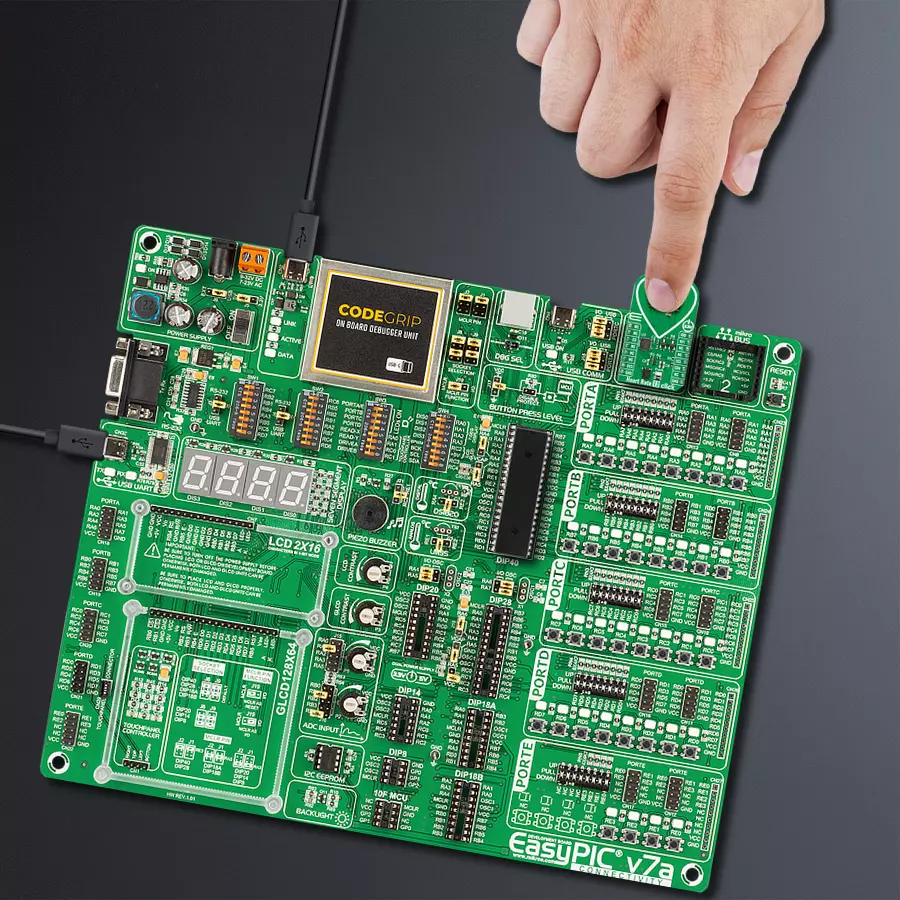 EasyPIC v7a Access MB 1 - upright/background hardware assembly