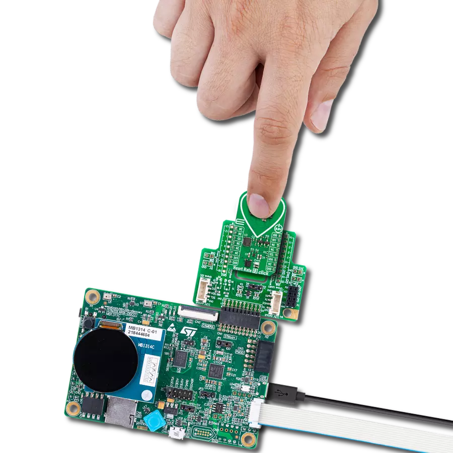 Heart Rate 13 Click with Discovery kit with STM32L4R9AI MCU