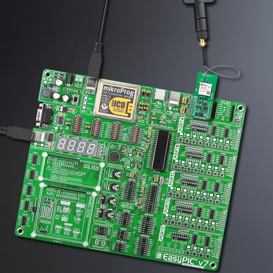 EasyPIC v7 Access MB 1 - upright/background hardware assembly