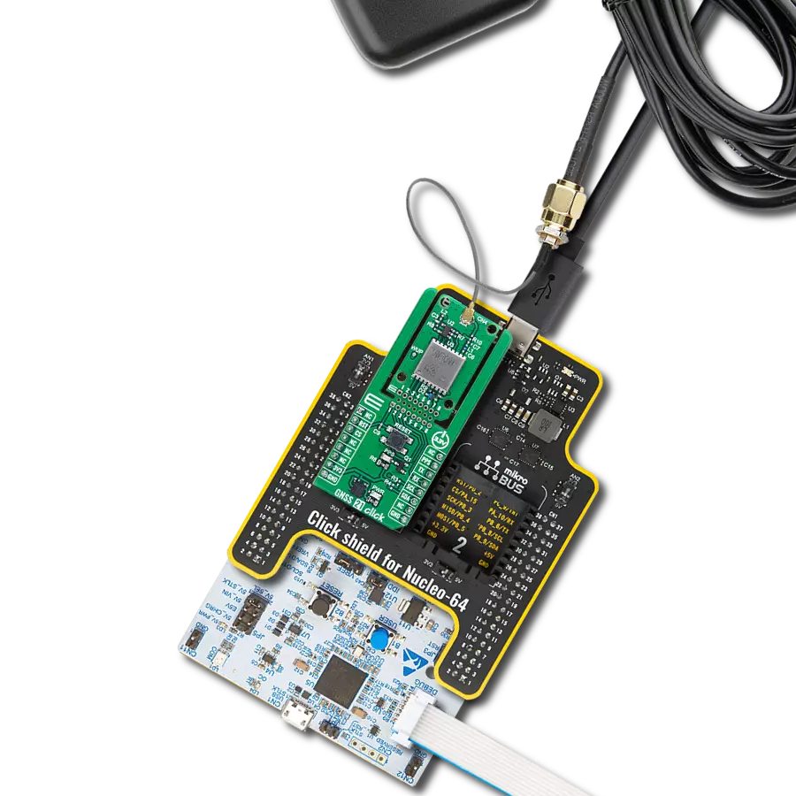 GNSS 21 Click with Nucleo 64 with STM32G474RE MCU