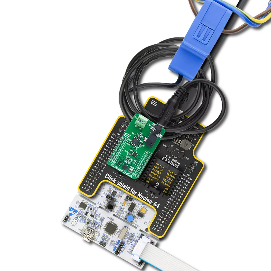 AC Current 2 Click with Nucleo 64 with STM32F446RE MCU