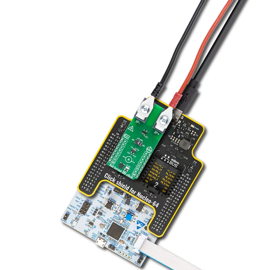 Hall Current 22 Click with Nucleo 64 with STM32G474RE MCU