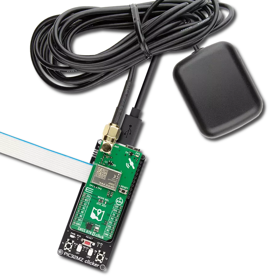 GNSS RTK 4 Click with PIC32MZ clicker