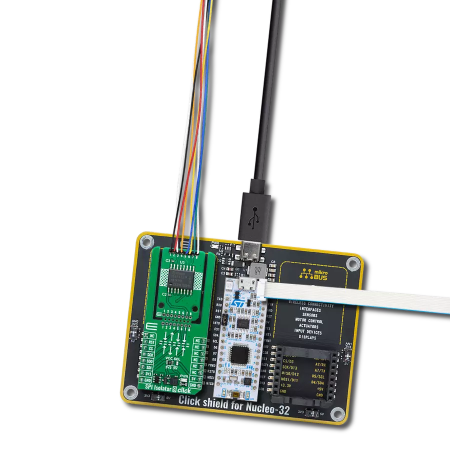 SPI Isolator 9 Click with Nucleo 32 with STM32G431KB MCU