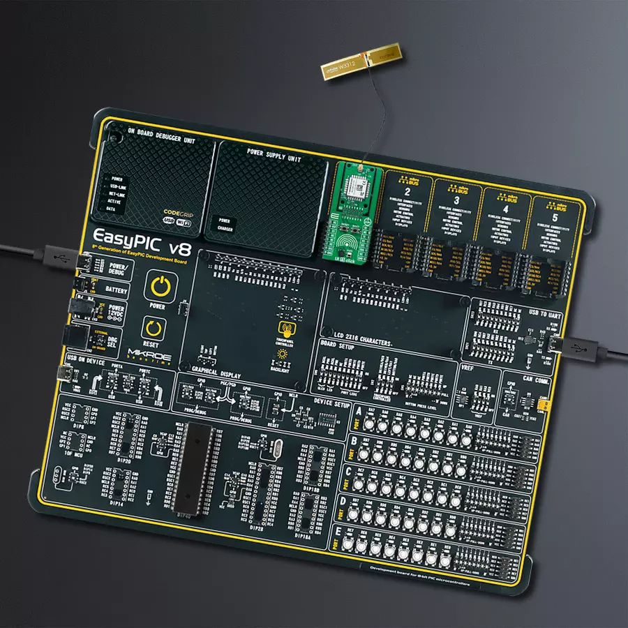 EasyPIC v8 Access DIPMB 1 - upright/background hardware assembly