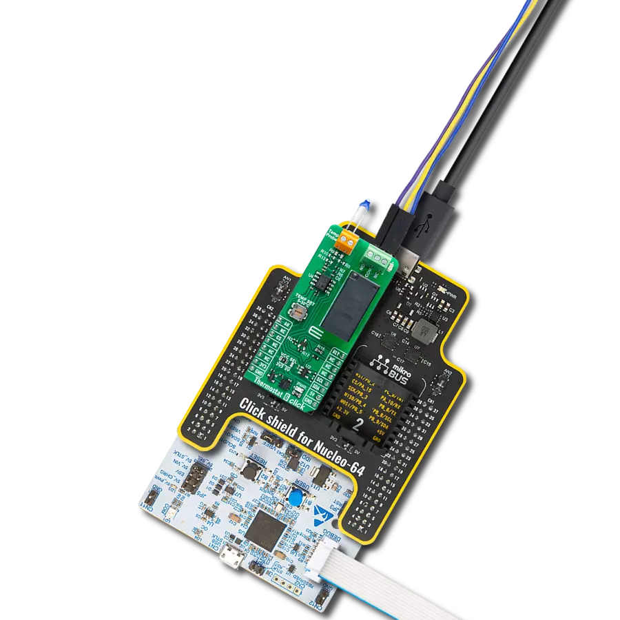 Control external devices based on detected temperature with Thermostat Click and STM32G474RE