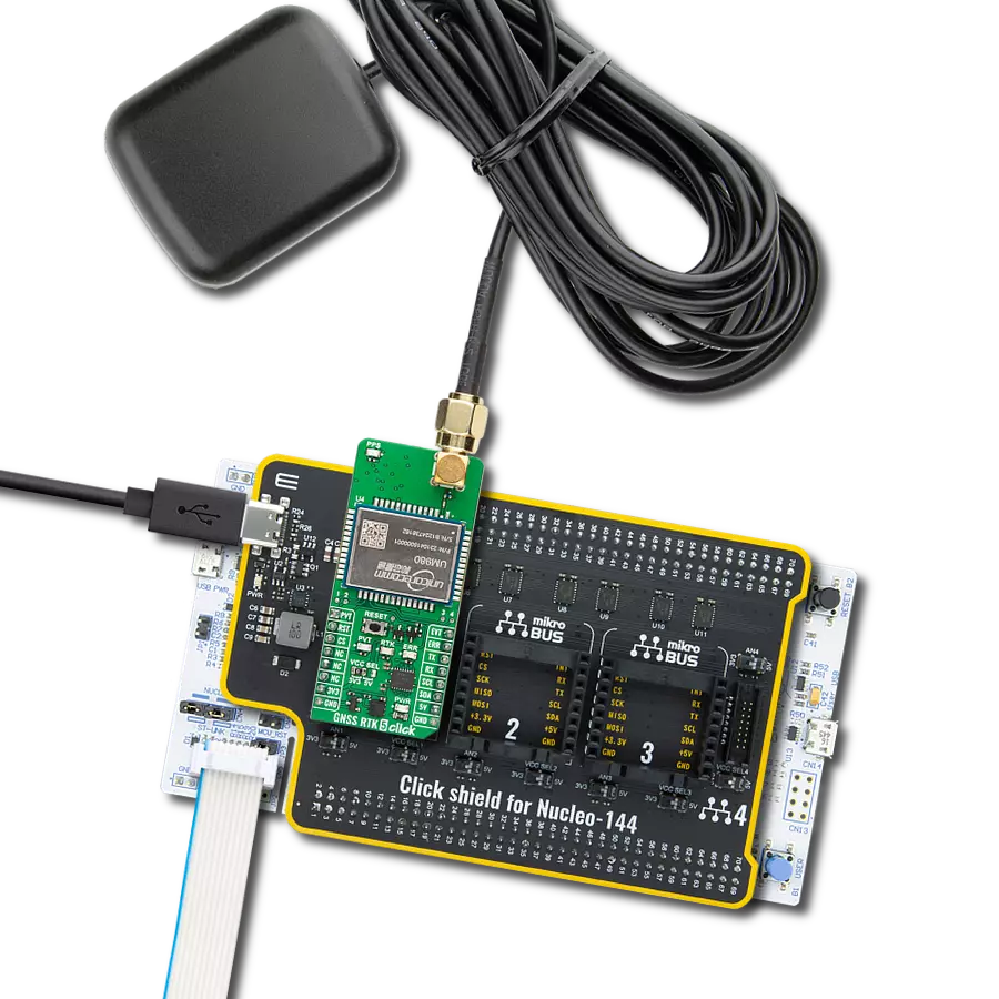 GNSS RTK 5 Click with Nucleo 144 with STM32L4A6ZG MCU