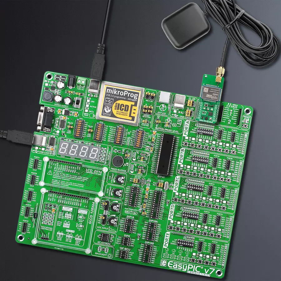 EasyPIC v7 Access MB 1 - upright/background hardware assembly