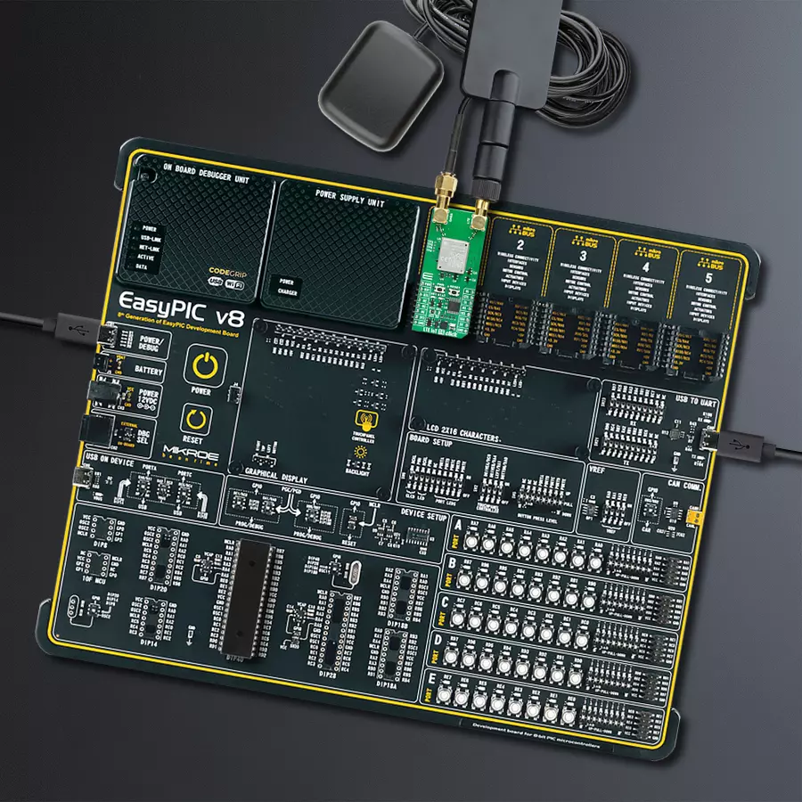 EasyPIC v8 Access DIPMB 1 - upright/background hardware assembly
