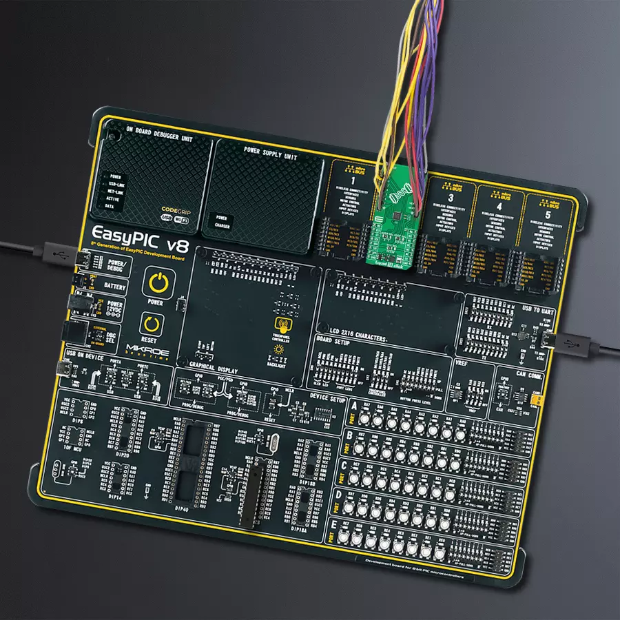 EasyPIC v8 Access DIPMB 1 - upright/background hardware assembly