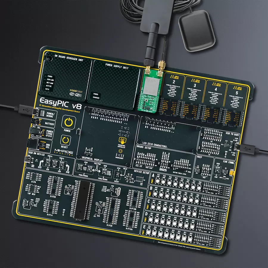 EasyPIC v8 Access DIPMB 1 - upright/background hardware assembly