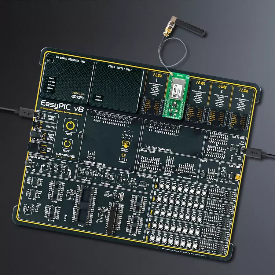 EasyPIC v8 Access DIPMB 1 - upright/background hardware assembly