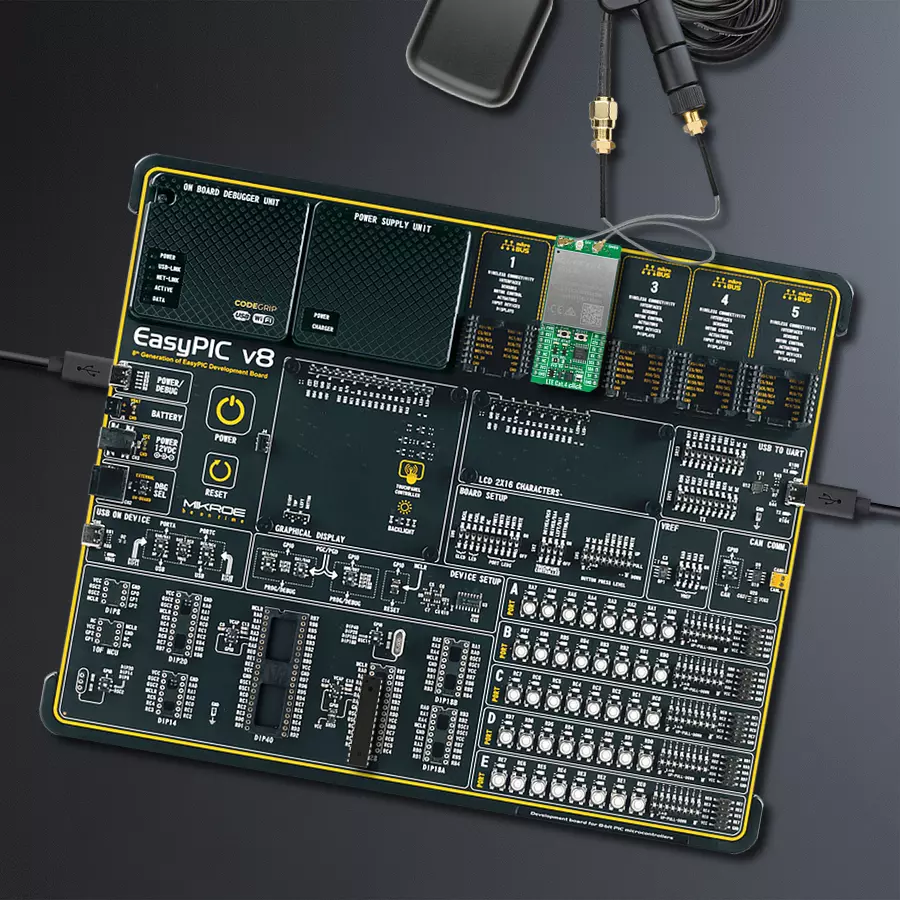 EasyPIC v8 Access DIPMB 1 - upright/background hardware assembly