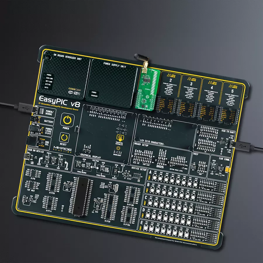 EasyPIC v8 Access DIPMB 1 - upright/background hardware assembly