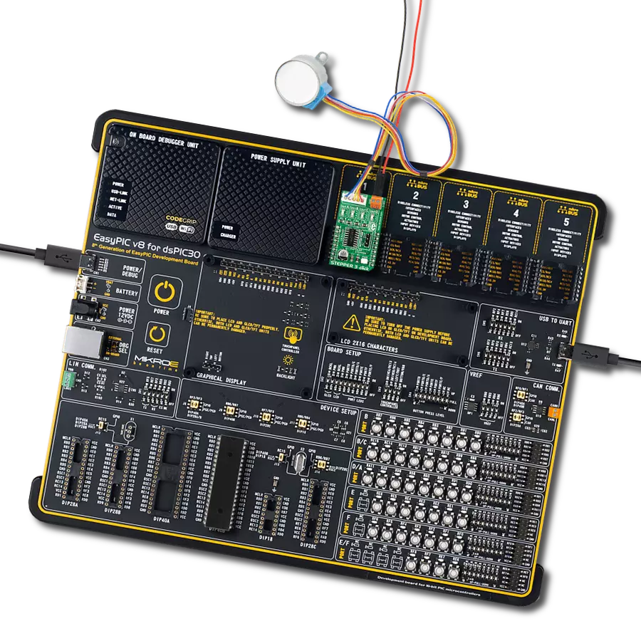 Stepper 3 Click with EasyPIC v8 for dsPIC30
