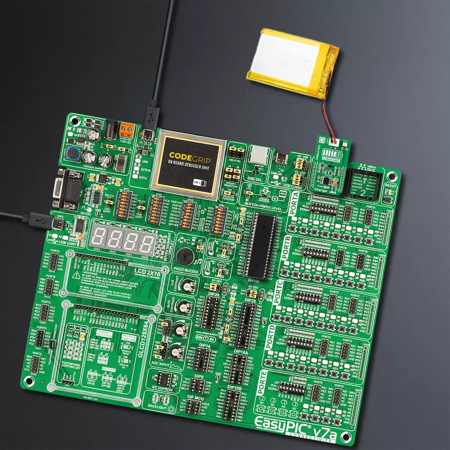 EasyPIC v7a Access MB 1 - upright/background hardware assembly