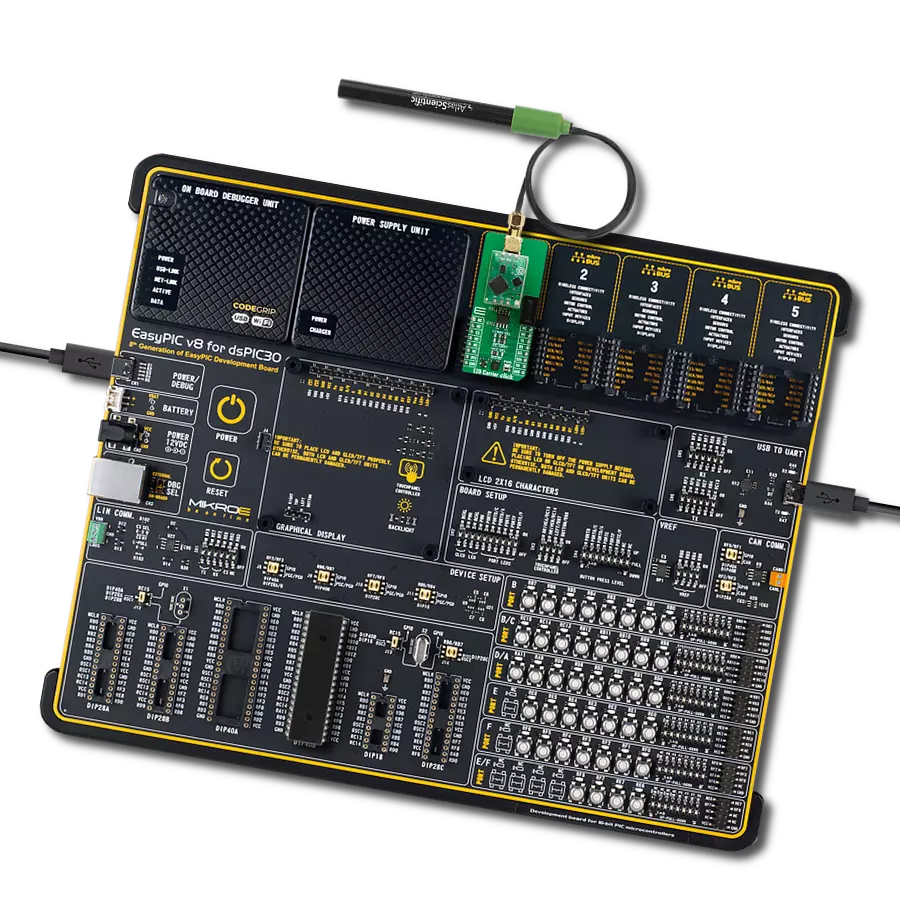 EZO Carrier Click - Conductivity with EasyPIC v8 for dsPIC30
