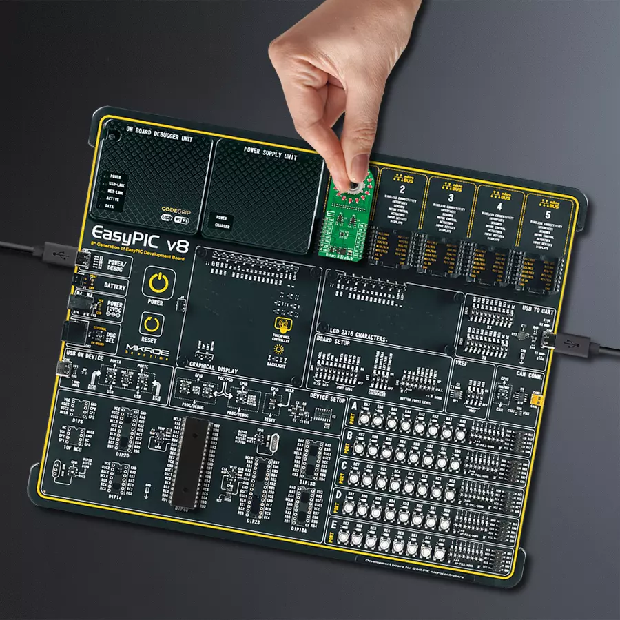 EasyPIC v8 Access DIPMB 1 - upright/background hardware assembly