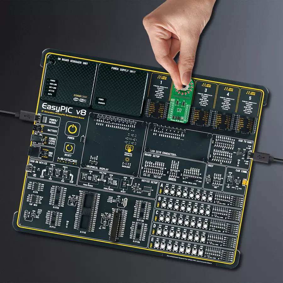 EasyPIC v8 Access DIPMB 1 - upright/background hardware assembly