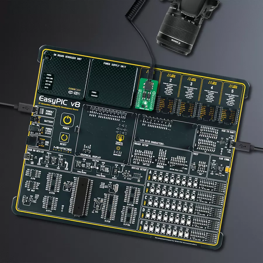 EasyPIC v8 Access DIPMB 1 - upright/background hardware assembly