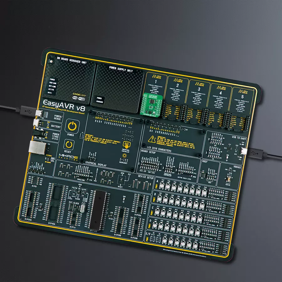 EasyAVR v8 Access DIP MB 1 - upright/background hardware assembly