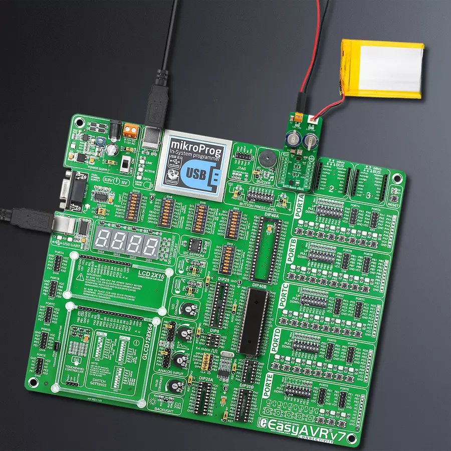 EasyAVR v7 Access DIP MB 1 - upright/background hardware assembly