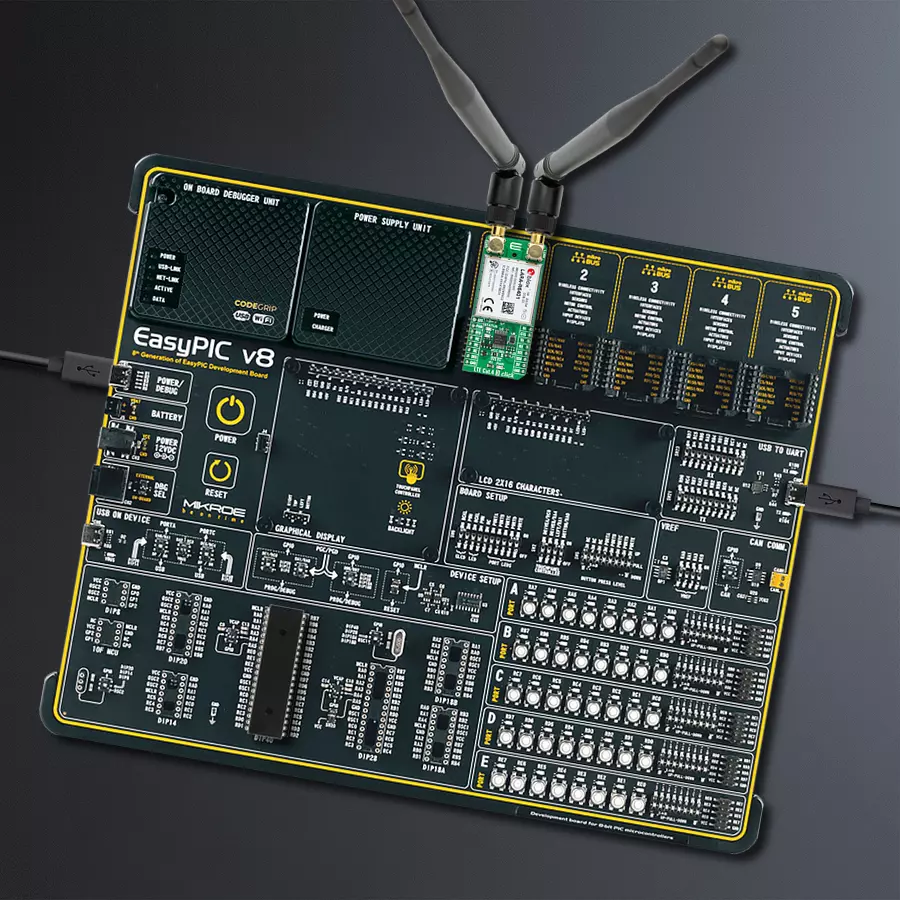 EasyPIC v8 Access DIPMB 1 - upright/background hardware assembly