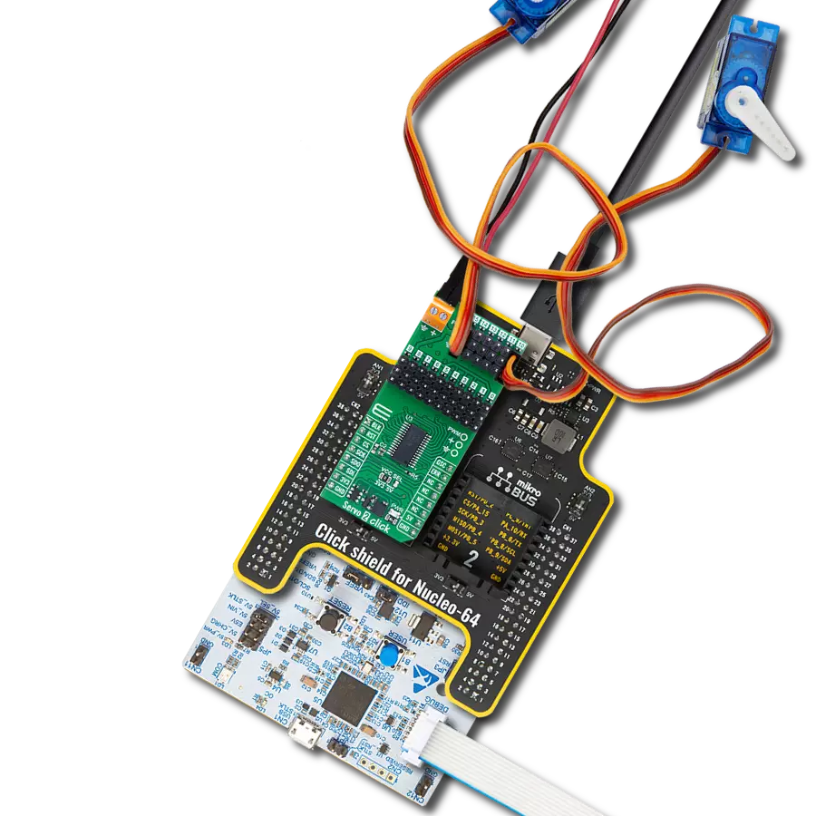 Servo 2 Click with Nucleo 64 with STM32G474RE MCU