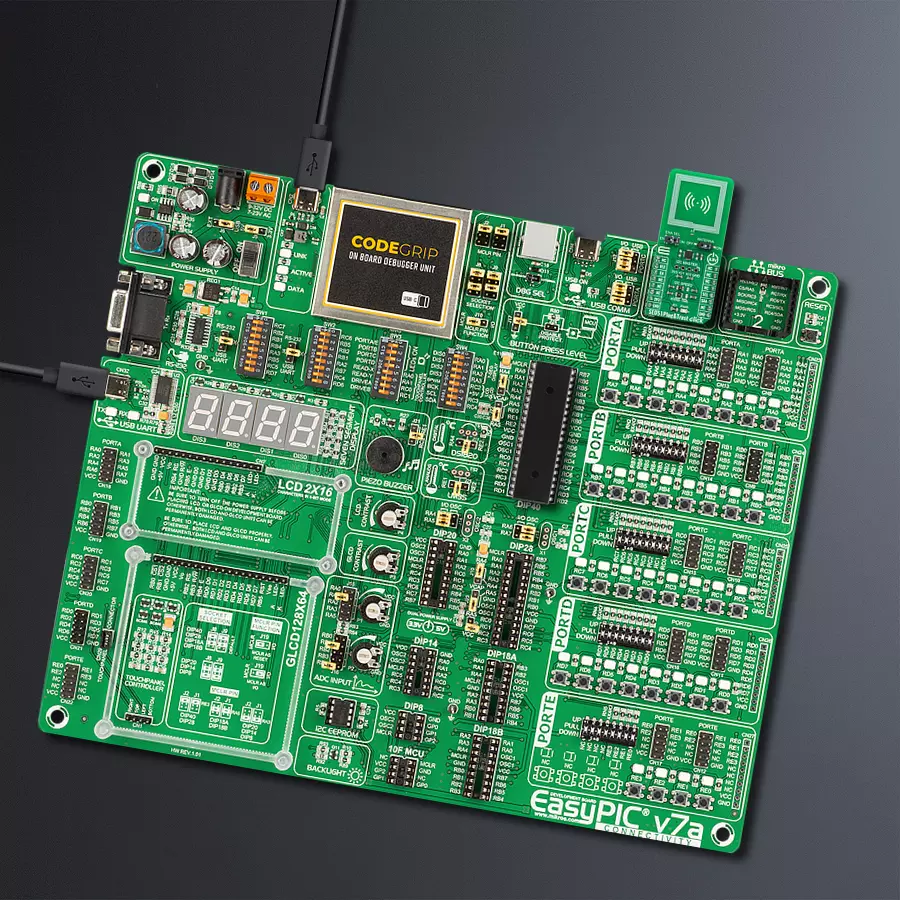 EasyPIC v7a Access MB 1 - upright/background hardware assembly