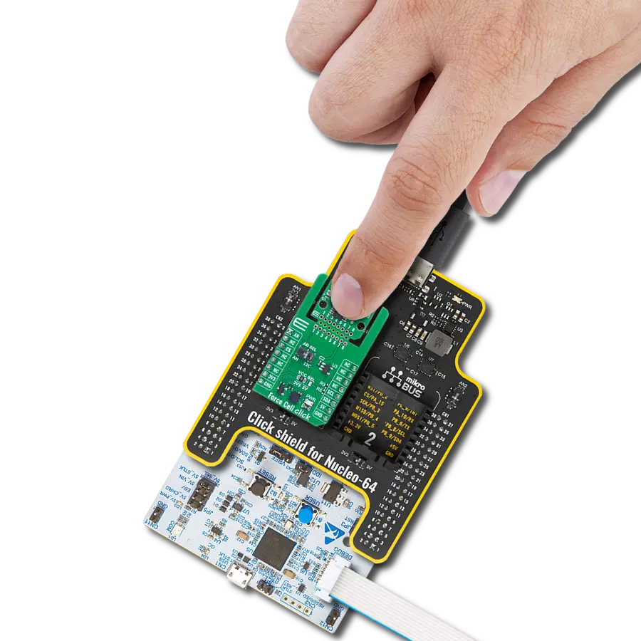 Force Cell Click with Nucleo 64 with STM32G474RE MCU
