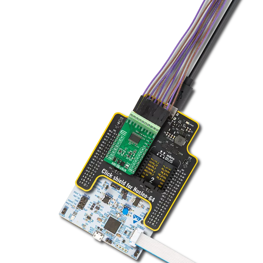 ADC 27 Click with Nucleo 64 with STM32G474RE MCU