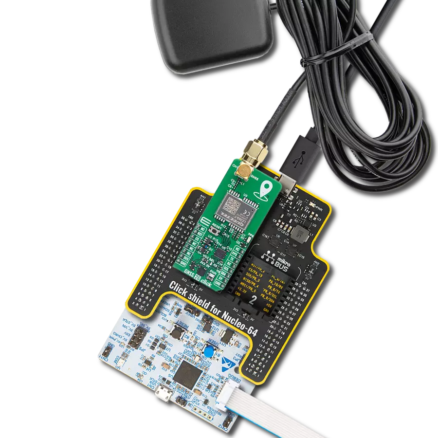 GNSS 26 Click with Nucleo 64 with STM32G474RE MCU