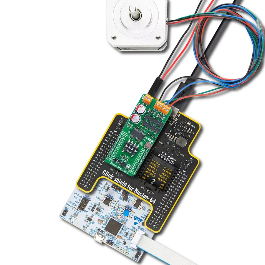 Power Step Click with Nucleo 64 with STM32G474RE MCU
